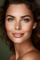 Obraz premium Beauty Photo of Woman with Clean and Healthy Skin Showing Her Face 