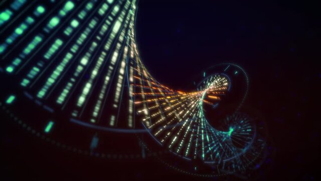 Futuristic Biotechnology Projects Digital Gene Helix For DNA Experiment. Using Biotechnology To Conduct Experiments With Genetic Helix. Biotechnology Research Experiment. Molecular Helix