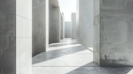 Minimalist Concrete Corridor with Sunlight