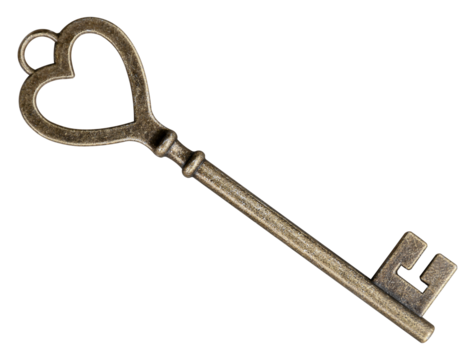 Golden heart shaped key