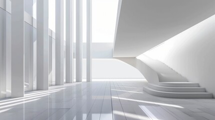 Obraz premium Minimalist White Architecture with Staircase