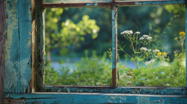 An old window is repurposed into a unique photo frame adding character to any room..