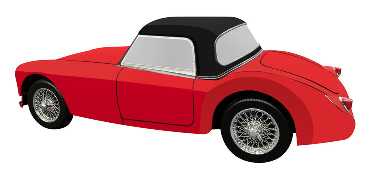red classic car with black roof clip art preview