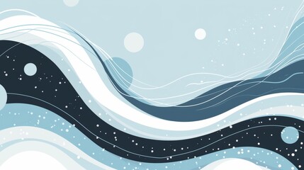 illustration of a blue and white wave pattern with dots on a light blue background