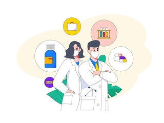 Medical characters fighting the epidemic flat vector concept operation hand drawn illustration
