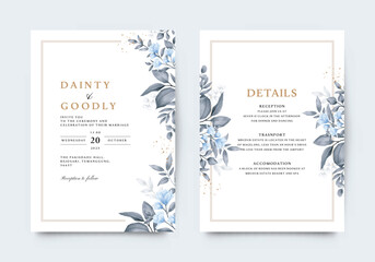 Elegant wedding invitation with watercolor floral