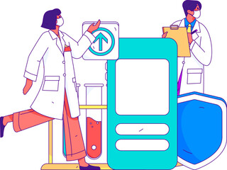 Medical characters fighting the epidemic flat vector concept operation hand drawn illustration
