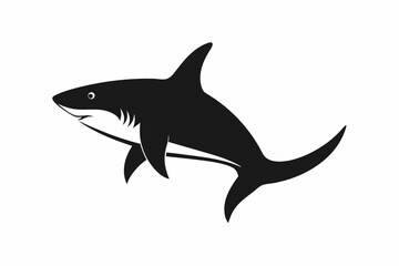 Shark vector illustration, shark jumping isolated on white, shark silhouette, shark vector art