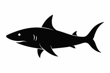 Shark vector illustration, shark jumping isolated on white, shark silhouette, shark vector art