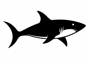 Shark vector illustration, shark jumping isolated on white, shark silhouette, shark vector art