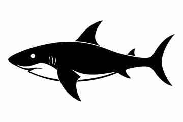 Shark vector illustration, shark jumping isolated on white, shark silhouette, shark vector art