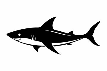 Shark vector illustration, shark jumping isolated on white, shark silhouette, shark vector art