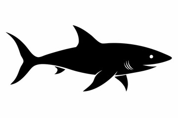 Shark vector illustration, shark jumping isolated on white, shark silhouette, shark vector art