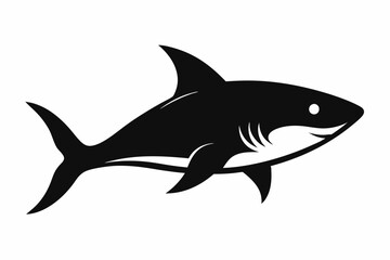 Shark vector illustration, shark jumping isolated on white, shark silhouette, shark vector art
