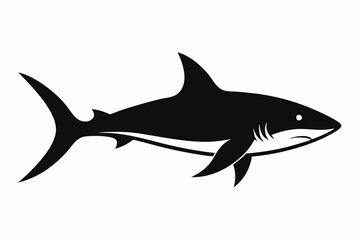 Shark vector illustration, shark jumping isolated on white, shark silhouette, shark vector art