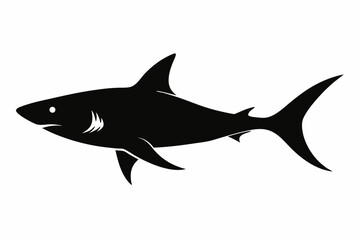Shark vector illustration, shark jumping isolated on white, shark silhouette, shark vector art