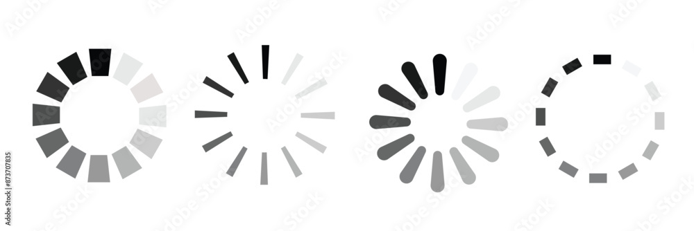 Poster loading icons collection, load process icon set - different vector illustrations isolated on white b