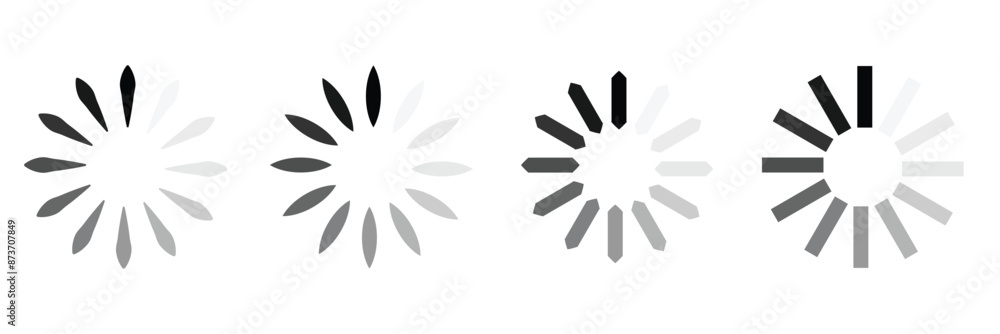 Poster loading icons collection, load process icon set - different vector illustrations isolated on white b