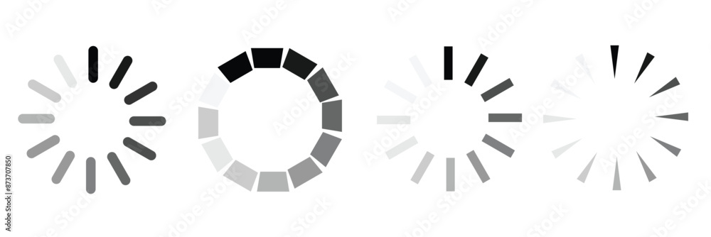 Poster loading icons collection, load process icon set - different vector illustrations isolated on white b