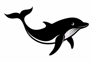 Whale vector illustration, whale jumping isolated on white, whale silhouette, whale vector art