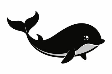 Whale vector illustration, whale jumping isolated on white, whale silhouette, whale vector art