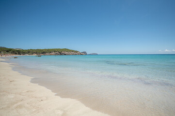 Crystal clear turquoise waters of the beaches of Ibiza in summer