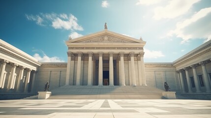 Fototapeta premium Majestic Neoclassical Building with Columns under Blue Sky
