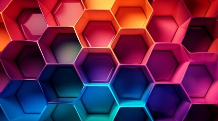 A close-up of a vibrant, colorful hexagon pattern