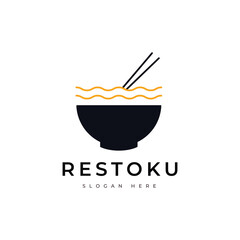 ramen bowl logo restaurant noodle concept logo design flat vector