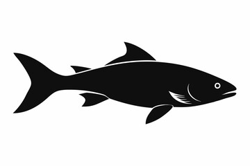 Salmon vector illustration, fish isolated on white, Salmon silhouette, Salmon vector art