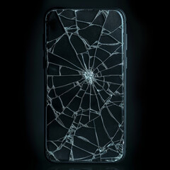 Smartphone screen displaying a single, jagged crack, symbolizing fragility of modern technology and everyday mishaps
