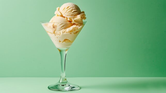 Gold medal ribben ice cream in a martini glass green background