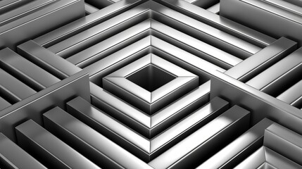 Obraz premium A close-up shot of a metallic structure featuring a series of silver squares with a central empty space