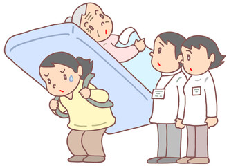 介護のイラスト - 在宅介護・介護ストレス・介護疲れ・老親介護