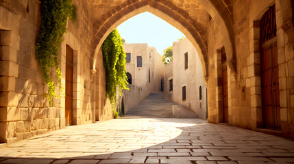 Fototapeta premium Medieval arched street in the old town