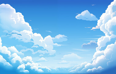 anime clouds, cartoon clear sky
