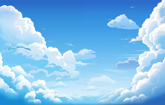 anime clouds, cartoon clear sky