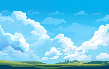 anime clouds, cartoon clear sky