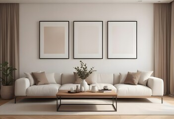 Frame mockup, ISO A paper size. Bedroom poster mockup. Modern interior design. Living room Interior mockup with house background. 3D render