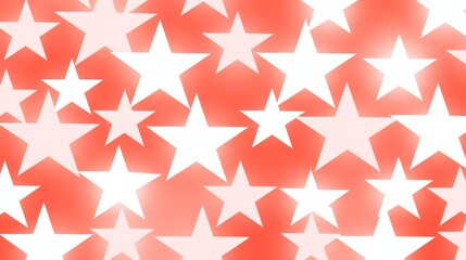 graphic of white stars layered on a coral background