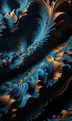 Fototapeta premium Abstract Blue and Gold Swirls.