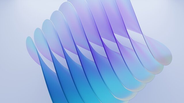 Transparent clear colorful glass modern abstract 3d render background. Holographic vibrant gradient wave texture background