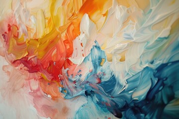 a painting with a colorful swirl on it, gentle cascade of colors spills from the artist's brush