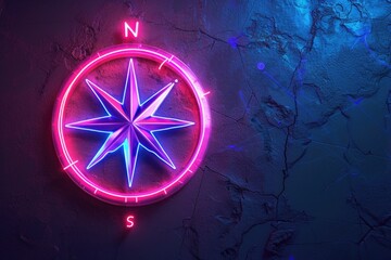 a pink and blue compass on a black background, Abstract digital composition with flowing lines