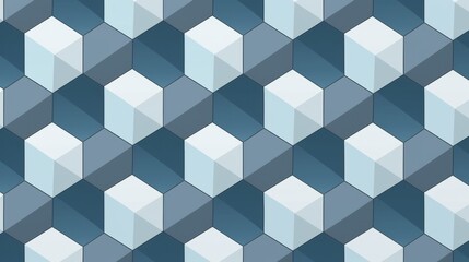 A pattern of hexagonal tiles in various shades of blue and white