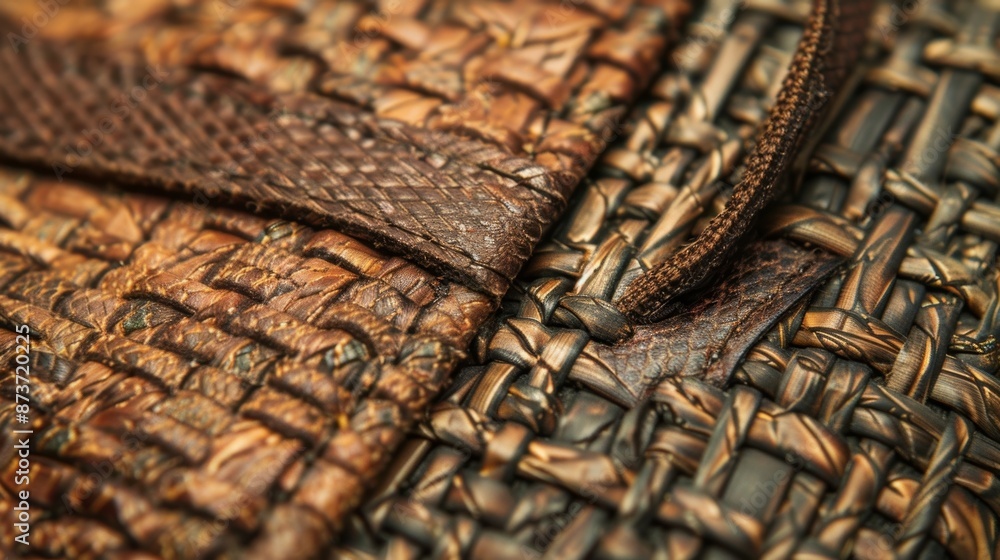 Poster the intricate details of a handwoven ereader case with a touch of rustic charm and a loop for holdin