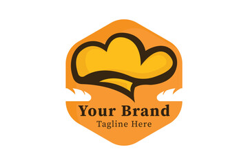 Bakery logo. chef hat with bread. suitable for bakery brand, pastries, cakes, food and more. Simple design editable