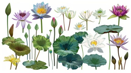 Obraz premium Water Lily Collection: A Vibrant Display of Aquatic Elegance