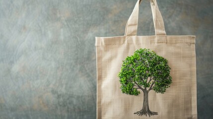 A branded canvas tote bag featuring a minimalist design of a tree with the words Go Green underneath encouraging ecofriendly shopping habits..