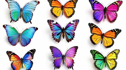 Collection of Colorful Butterflies